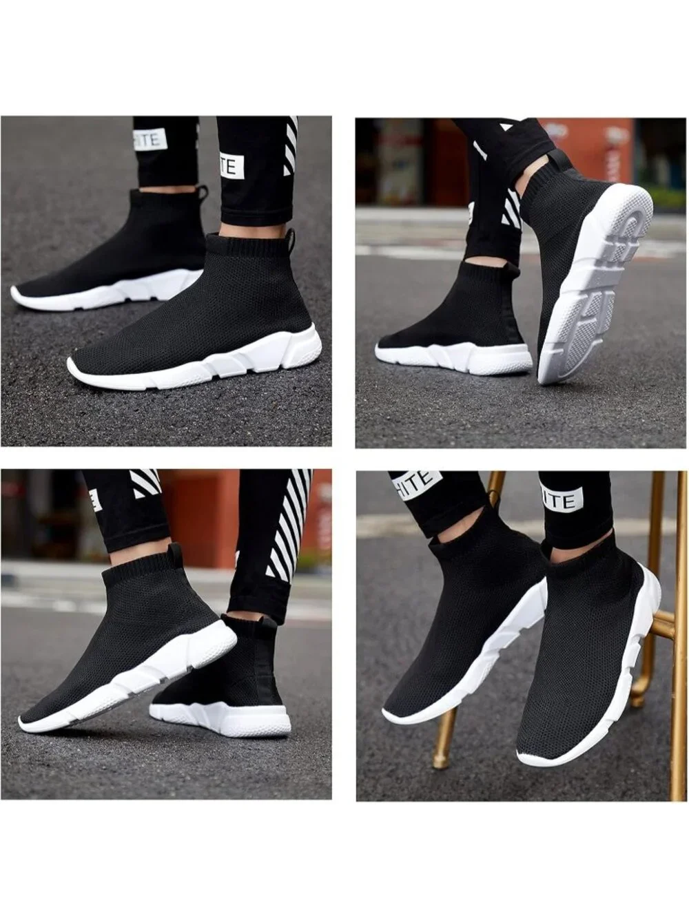 🆕Men Black White Mesh Running Comfortable Lightweight Breathable Walking Shoes